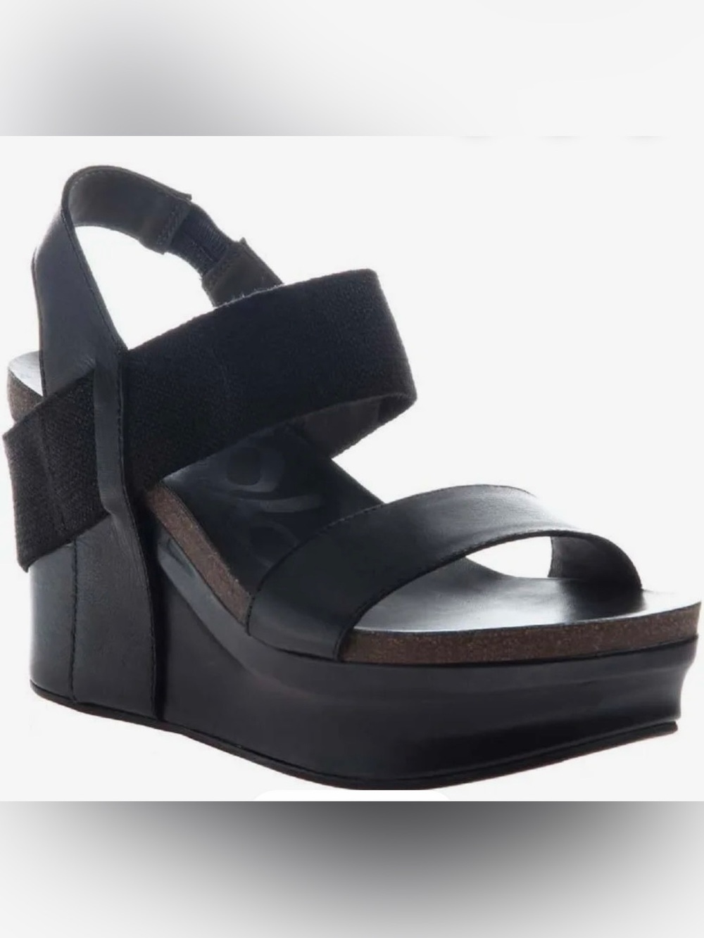 OTBT Black Platform Wedge Sandals with Ankle Strap
